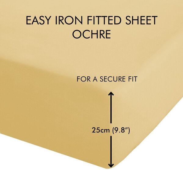Žluté napínací perkálové prostěradlo 90x190 cm Easy Iron Percale – Catherine Lansfield