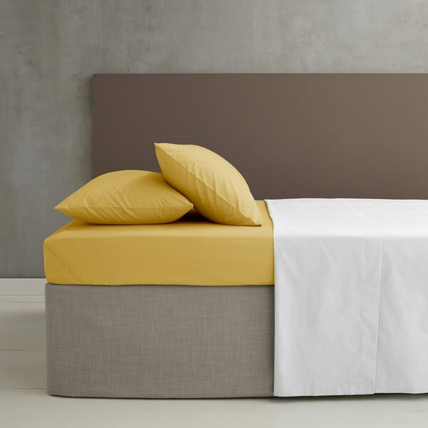 Žluté napínací perkálové prostěradlo 90x190 cm Easy Iron Percale – Catherine Lansfield