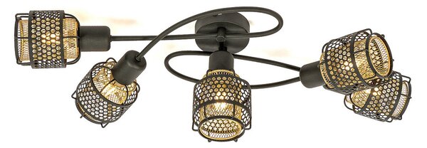 Stropní Lampa Lindby, Eudoria, stmívatelné, Černá, Obývací pokoj, Kov, Moderní