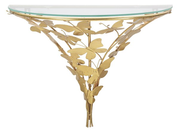 Zlatý nástěnný noční/konzolový stolek Kalmam 44,5x24,5x34,5 cm