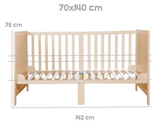 Postýlka s nastavitelnou výškou 70x140 cm v přírodní barvě Easy Sleep – Roba