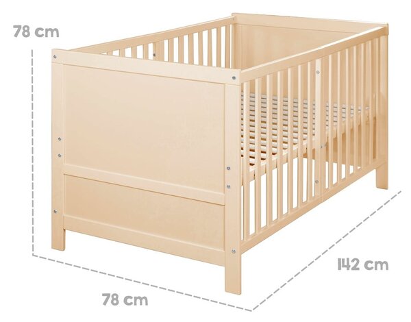 Postýlka s nastavitelnou výškou 70x140 cm v přírodní barvě Easy Sleep – Roba
