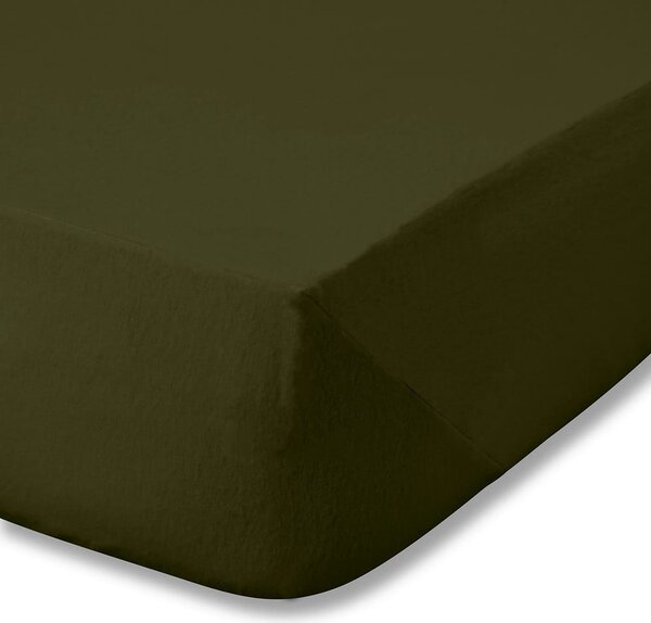Khaki napínací flanelové prostěradlo 90x190 cm Brushed – Catherine Lansfield
