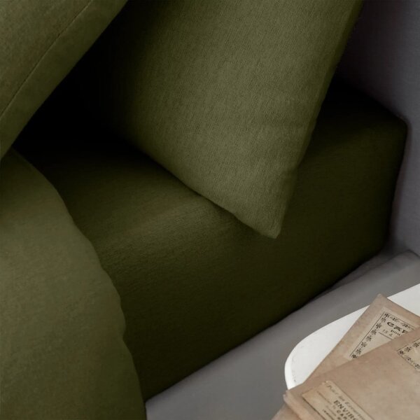 Khaki napínací flanelové prostěradlo 90x190 cm Brushed – Catherine Lansfield