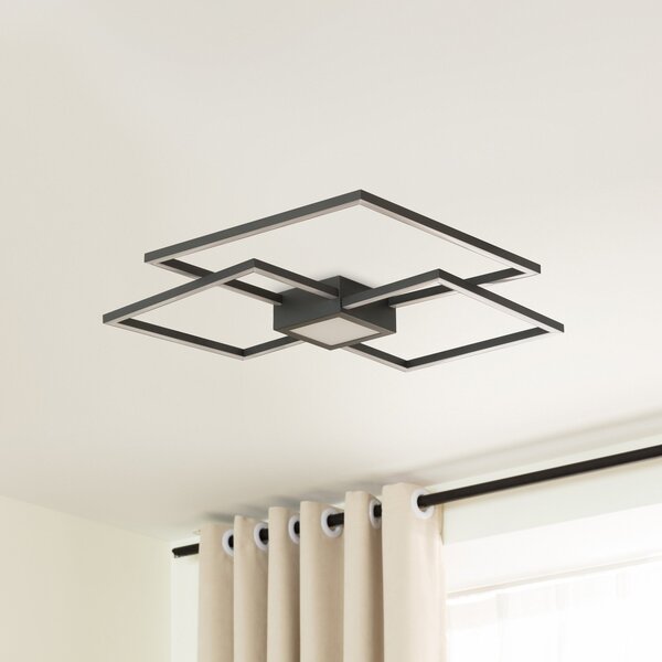 Stropní Lampa Lindby, Duetto, stmívatelné, Černá, Obývací pokoj, Kov, Moderní