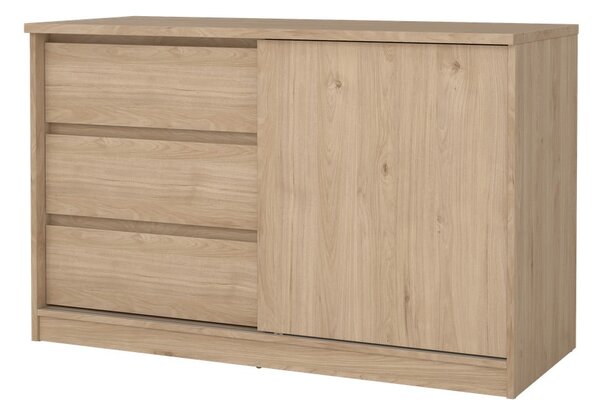 Komoda v dekoru dubu s posuvnými dveřmi v přírodní barvě 119x76x50 cm Naia – Tvilum