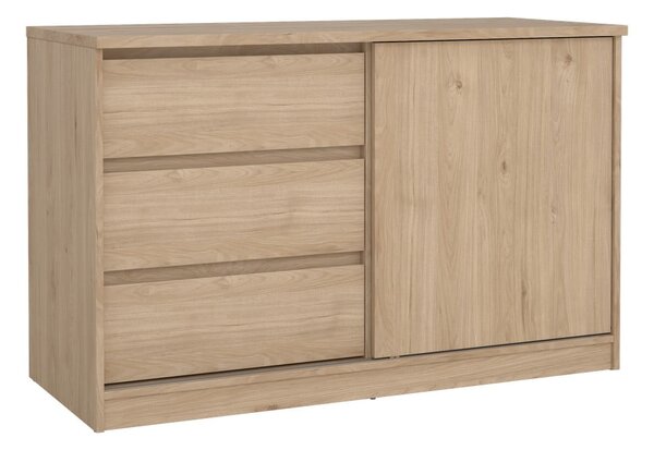 Komoda v dekoru dubu s posuvnými dveřmi v přírodní barvě 119x76x50 cm Naia – Tvilum