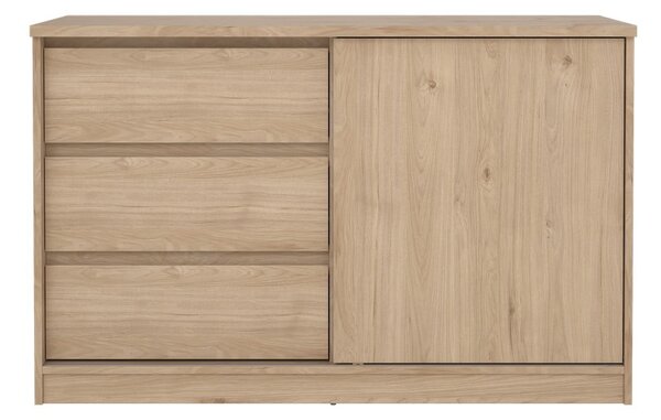 Komoda v dekoru dubu s posuvnými dveřmi v přírodní barvě 119x76x50 cm Naia – Tvilum