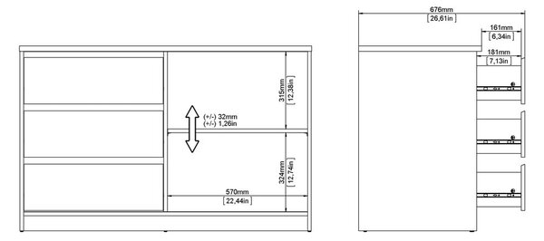 Komoda v dekoru dubu s posuvnými dveřmi v přírodní barvě 119x76x50 cm Naia – Tvilum