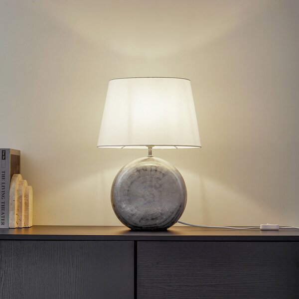 Stolní lampa Lindby, Florentino, Bílá, Obývací pokoj, Tkanina / Textil