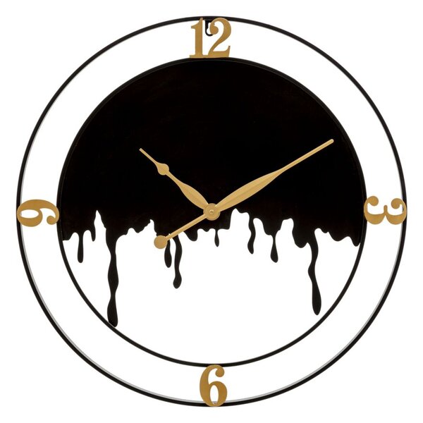 Černé kulaté nástěnné hodiny Melt 66x4 cm