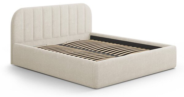 Krémová čalouněná dvoulůžková postel s úložným prostorem s roštem 200x200 cm Juno – Windsor & Co Sofas