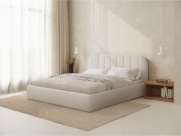 Krémová čalouněná dvoulůžková postel s úložným prostorem s roštem 200x200 cm Juno – Windsor & Co Sofas