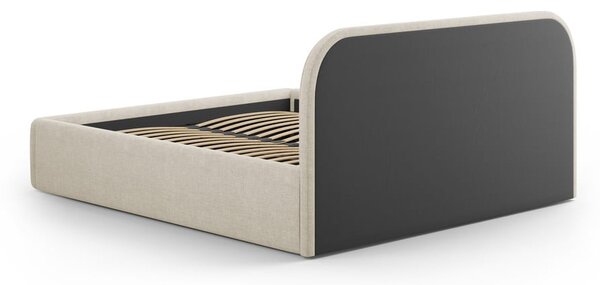 Krémová čalouněná dvoulůžková postel s úložným prostorem s roštem 200x200 cm Juno – Windsor & Co Sofas
