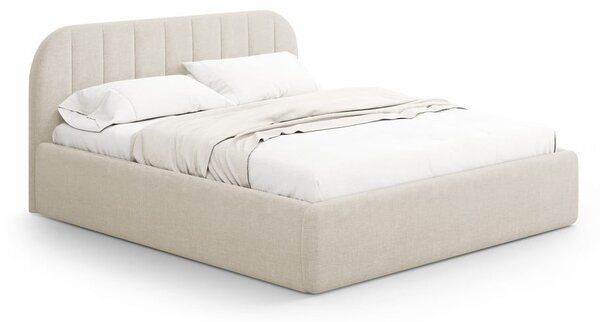 Krémová čalouněná dvoulůžková postel s úložným prostorem s roštem 200x200 cm Juno – Windsor & Co Sofas