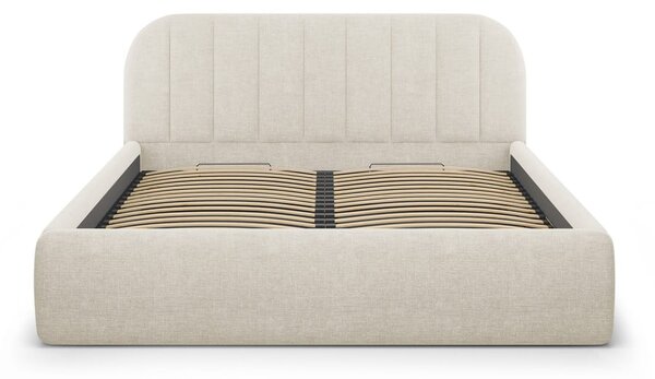 Krémová čalouněná dvoulůžková postel s úložným prostorem s roštem 200x200 cm Juno – Windsor & Co Sofas