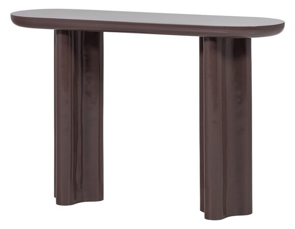 Tmavě hnědý lesklý konzolový stolek 35x120 cm Evara – WOOOD