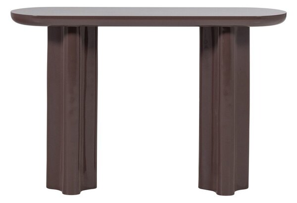 Tmavě hnědý lesklý konzolový stolek 35x120 cm Evara – WOOOD