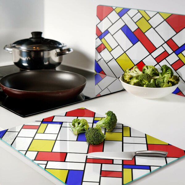 Skleněná krájecí deska Geometrie v Mondrianově stylu ddk-nr-wm-00005955