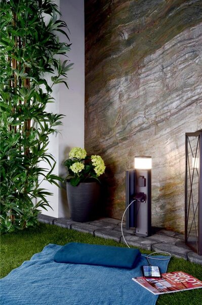 IMPR 733054 Deko-Light stojací svítidlo sloupek se zásuvkami osvětlený 230V 4,80 W 3000 K 150 lm 478 tmavě šedá