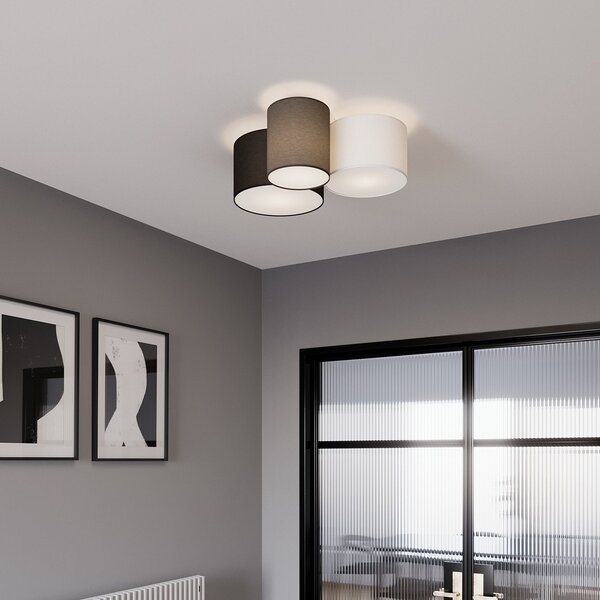 Stropní Lampa Lindby, Laurenz, stmívatelné, Šedá, Obývací pokoj, Tkanina / Textil, Moderní