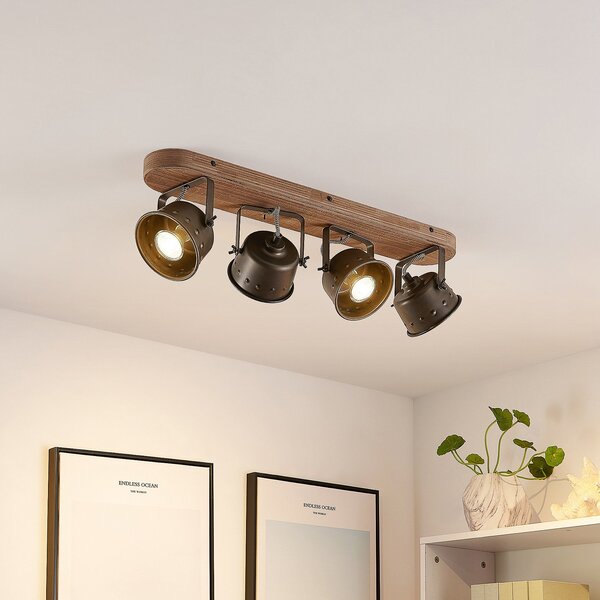 Stropní Lampa Lindby, Rubinjo, stmívatelné, Černá, Obývací pokoj, Kov, Vintage