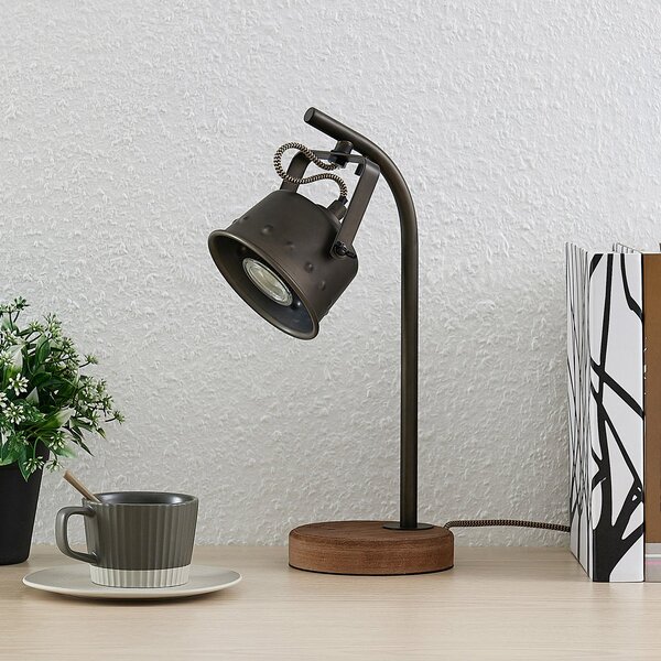 Stolní lampa Lindby, Rubinjo, Černá, Obývací pokoj, Kov, Vintage