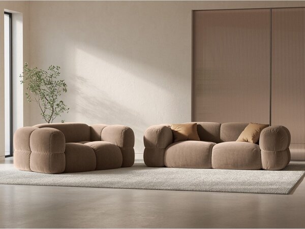 Hnědá sametová pohovka 210 cm Loretto – Cosmopolitan Design