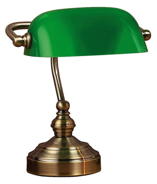 Stolní lampa Markslöjd, Bankers, Bronzová / starobylá mosaz, Obývací pokoj, Sklo, Starožitný