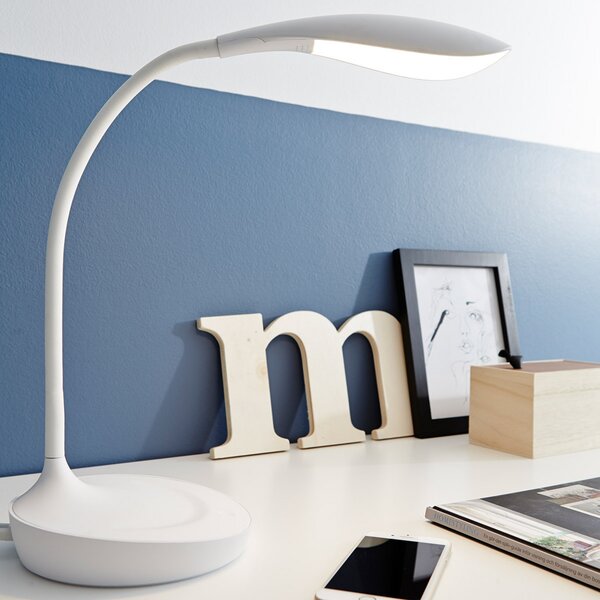 Stolní lampa Markslöjd, Swan, stmívatelné, Bílá, Pracovna, Plast, Skandinávský