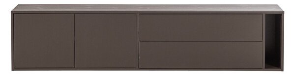 Tmavě hnědý TV stolek z borovicového dřeva 200x45x44 cm Settle Down – vtwonen