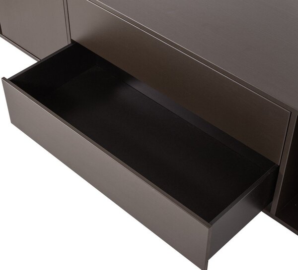 Tmavě hnědý TV stolek z borovicového dřeva 200x45x44 cm Settle Down – vtwonen
