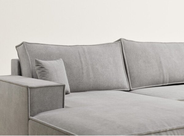 Šedobéžová žinylková rozkládací/s úložným prostorem rohová pohovka (do "U") Kyoto – Maison de Rêve