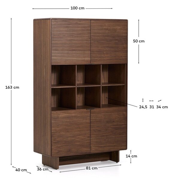 Tmavě hnědá skříň v dekoru ořechu 100x163x40 cm Norlen – Kave Home