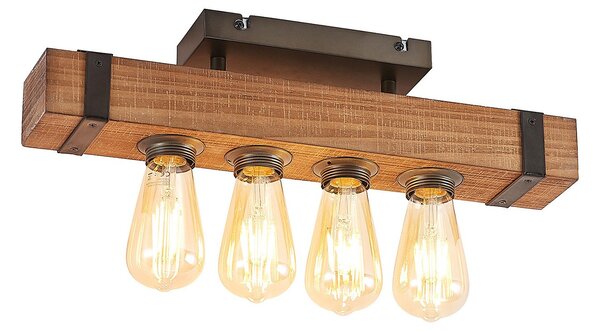 Stropní Lampa Lindby, Sverina, Dřevo, Obývací pokoj, Dřevo, Venkovský / rustikální