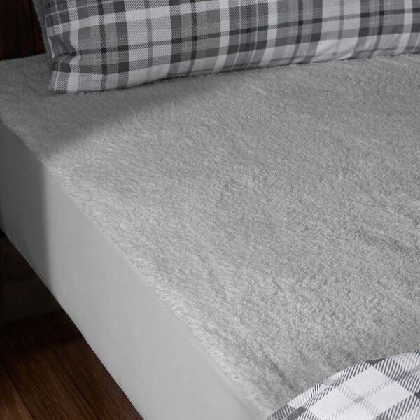 Šedé napínací prostěradlo z mikroplyše 90x190 cm Thermal Sherpa – Catherine Lansfield