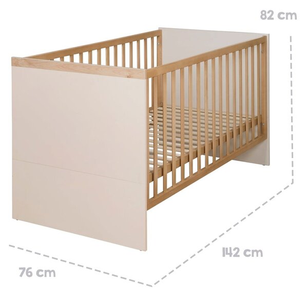 Béžová/v přírodní barvě postýlka s nastavitelnou výškou 70x140 cm Jil – Roba