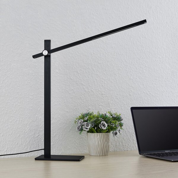 Stolní lampa Lucande, Wasko, stmívatelné, Černá, Pracovna, Kov, Moderní