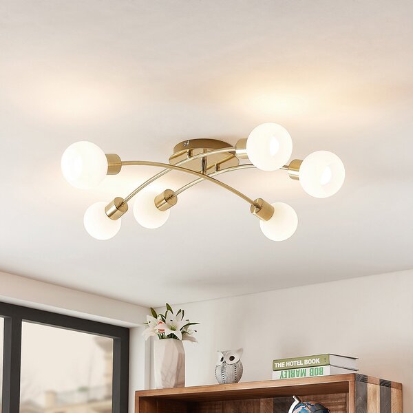 Stropní Lampa Lindby, Agmar, stmívatelné, Zlatá / mosazná, Obývací pokoj, Kov, Moderní