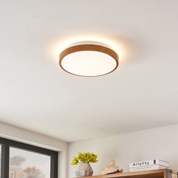 Stropní Lampa Lindby, Mendosa, Dřevo, Obývací pokoj, Plast, Moderní