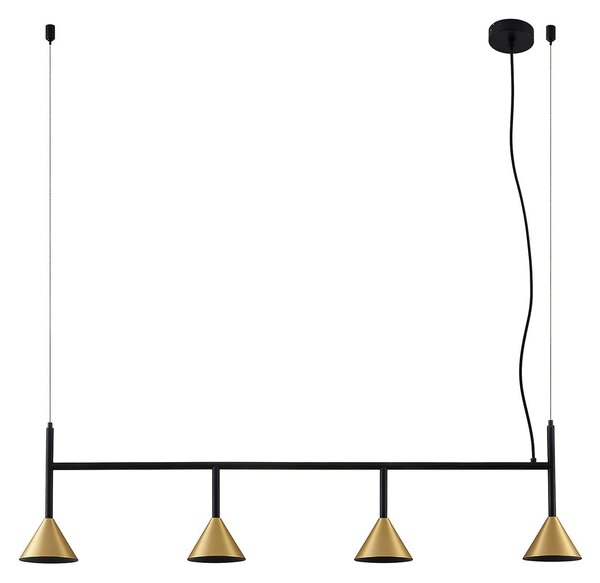 Závěsná svítidlo Lucande, Kartio, stmívatelné, Černá, Obývací pokoj, Kov, Design