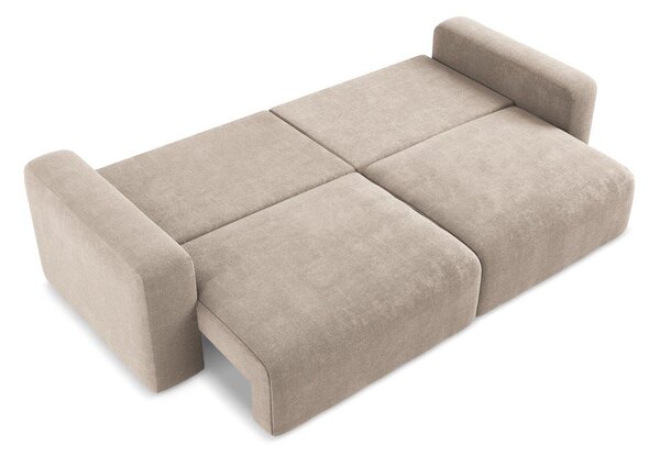 Béžová žinylková rozkládací/s úložným prostorem pohovka 252 cm Kona – Makamii