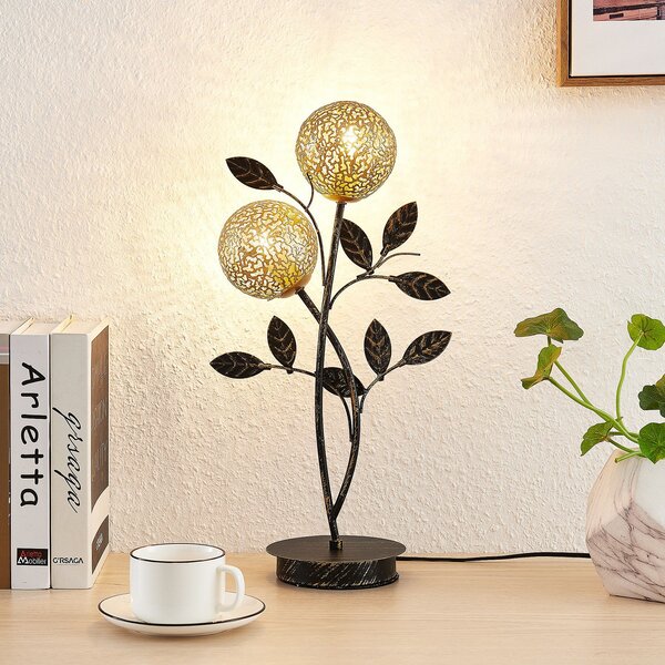 Stolní lampa Lucande, Evory, Černá, Obývací pokoj, Kov, Florentinský