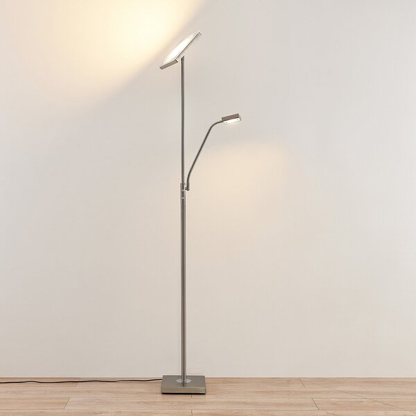 Stojací Lampa Lindby, Sumani, stmívatelné, Šedá, Obývací pokoj, Kov, Moderní
