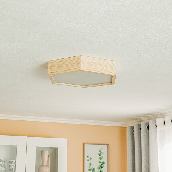 Stropní Lampa Envostar, Hagen, stmívatelné, Dřevo, Obývací pokoj, Dřevo