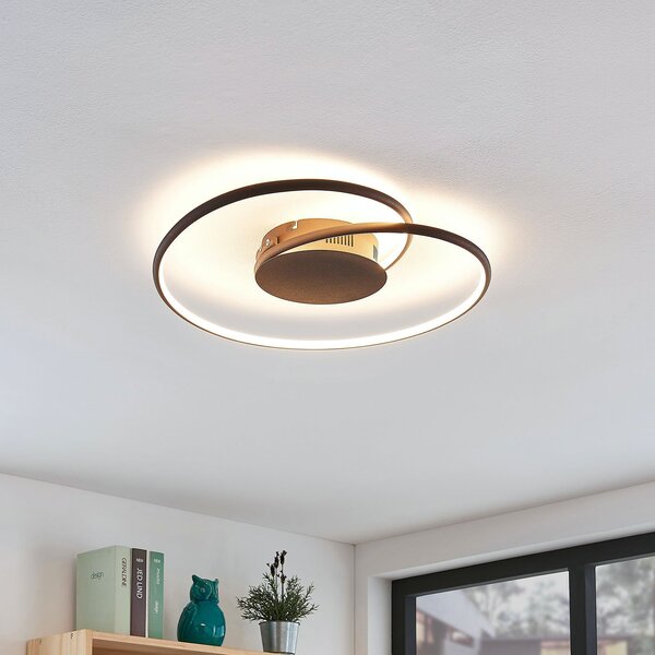 Stropní Lampa Lindby, Joline, Hnědá / Rezavá, Obývací pokoj, Kov, Moderní