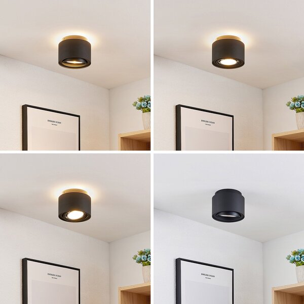 Stropní Lampa Arcchio, Walisa, stmívatelné, Černá, Obývací pokoj, Hliník, Moderní