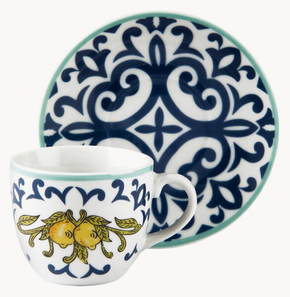 Sada porcelánových šálků na kávu's podšálky Amalfi, 12 dílů