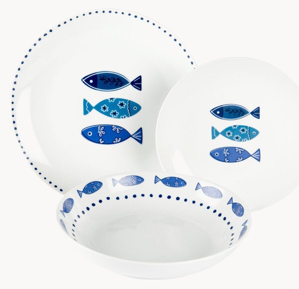 Sada porcelánového nádobí Ocean, pro 6 osob, 18 dílů
