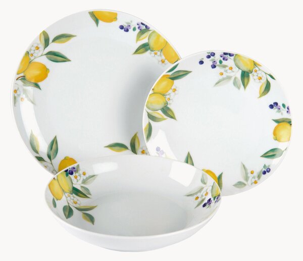 Sada porcelánového nádobí Lemon, pro 6 osob, 18 dílů